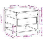 vidaXL Table basse avec dessus en verre chêne fumé 50x50x45 cm acier