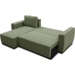 Canapé d'angle convertible réversible 3-4 places - PHARELL - Tissu olive - Coffre de rangement - 224 x 155 x 85 cm