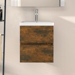 vidaXL Armoire de lavabo Chêne fumé 41x38 5x45 cm Bois d'ingénierie