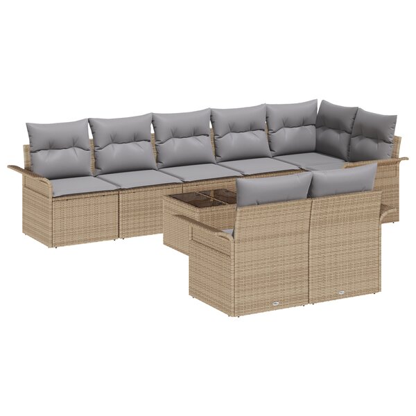 vidaXL Canapé de jardin 9 pièces avec coussins rattan poly noir