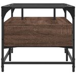 vidaXL Table basse et dessus en verre chêne marron 98 5x50x45 cm acier