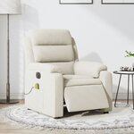 vidaXL Fauteuil inclinable de massage électrique crème velours