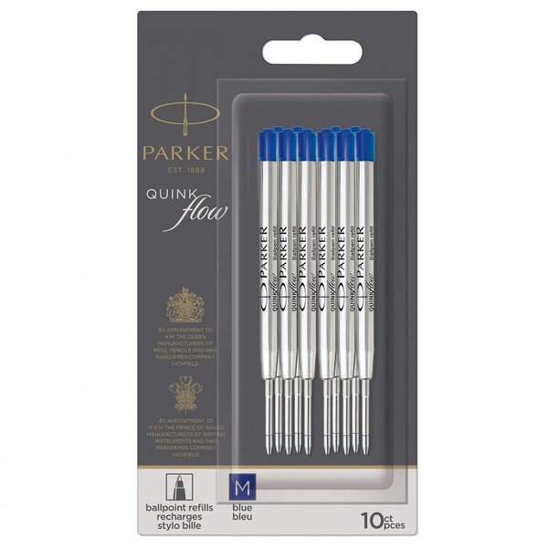 PARKER Recharge pour stylo QUINKflow  M  blister de 10  bleu