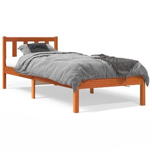 vidaXL Cadre de lit sans matelas cire marron 90x200 cm bois pin massif