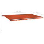 vidaXL Auvent automatique rétractable et poteaux 6x3m Orange et marron