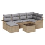 vidaXL Ensemble de canapé de jardin 7 pièces avec coussins noirs en poly rotin