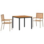 Ensemble de salle à manger jardin 3 pièces en poly rotin beige et acacia vidaXL