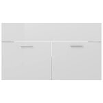 vidaXL Armoire d'évier avec lavabo intégré Blanc brillant Aggloméré