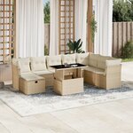 vidaXL Salon de jardin avec coussins 9 Pièces beige résine tressée