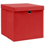 vidaXL Boîtes de rangement et couvercles 10 Pièces Rouge 32x32x32cm Tissu
