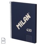 Cahier à Spirale Série Milan 1918 Format A5 Grille 5x5mm - 80 Feuilles de 95 gr/m2 - Microperforé  2 Trous - Coloris Bleu