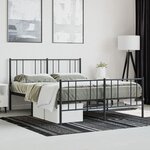 vidaXL Cadre de lit métal avec tête de lit/pied de lit noir 135x190 cm