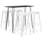 vidaXL Ensemble de bar 5 Pièces Noir et blanc