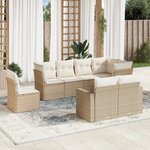 vidaXL Salon de jardin avec coussins 8 Pièces beige résine tressée