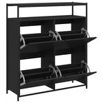 vidaXL Armoire à chaussures 4 tiroirs rabattables noir 100x34x112 cm