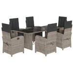 vidaXL Ensemble à manger de jardin et coussins 7 Pièces gris clair rotin