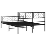 vidaXL Cadre de lit métal sans matelas avec pied de lit noir 160x200cm
