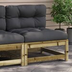 vidaXL Canapé de jardin sans accoudoirs et coussins bois pin imprégné