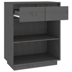 vidaXL Armoire console Gris 60x34x75 cm Bois de pin solide