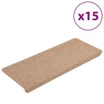 vidaXL Tapis d'escalier auto-adhésifs 15 Pièces 65x24 5x3 5 cm Beige