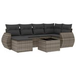 vidaXL Salon de jardin avec coussins 7 Pièces gris résine tressée