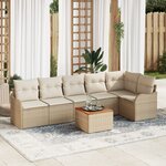 Ensemble de Canapé de Jardin vidaXL 7 Pièces avec Coussins Beige Rattan Synthétique Acacia