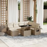 vidaXL Salon de jardin avec coussins 8 Pièces beige résine tressée