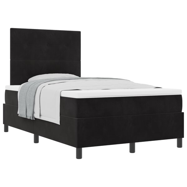 Lit Box Spring vidaXL avec Matelas Noir Petit Double Velours