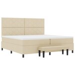 vidaXL Lit à ressorts avec matelas et banc crème 200x200 cm en tissu