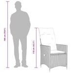 vidaXL Chaise inclinable de jardin avec coussins gris résine tressée
