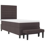 vidaXL Lit à ressorts avec Matelas & Banc Marron Foncé 100x200 cm Tissu