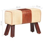 vidaXL Banc saut de cheval 58 cm marron cuir véritable et manguier