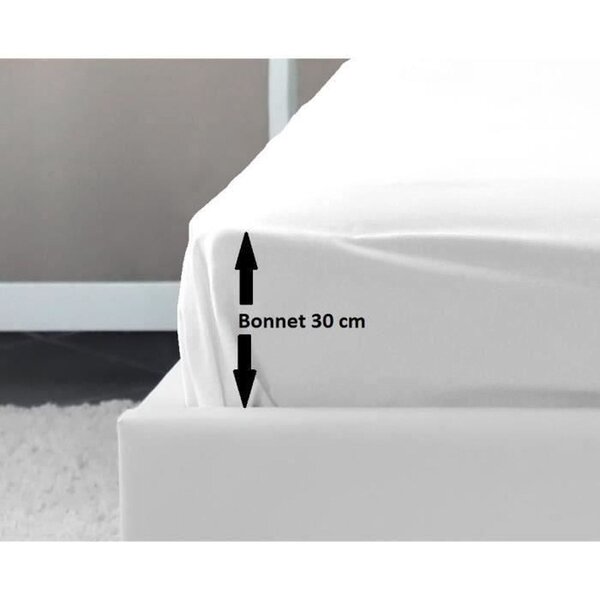 Drap Housse 100  coton 140 x 190 x 30 cm blanc