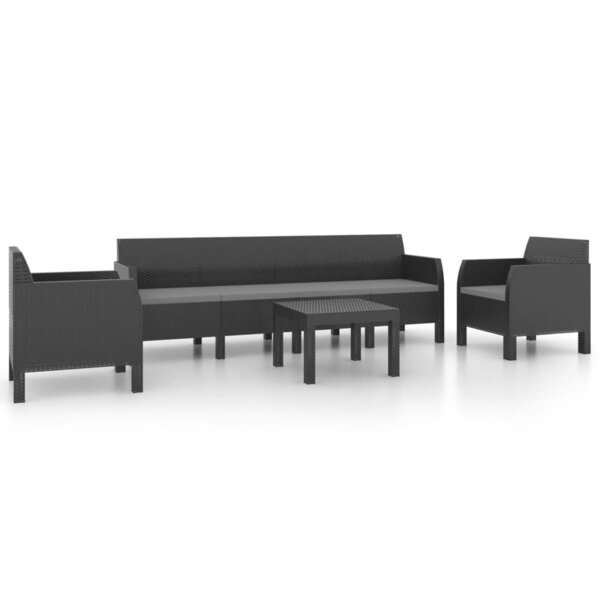 Salon de jardin meuble d'extérieur ensemble de mobilier 4 pièces avec coussins pp rotin anthracite 02_0016172