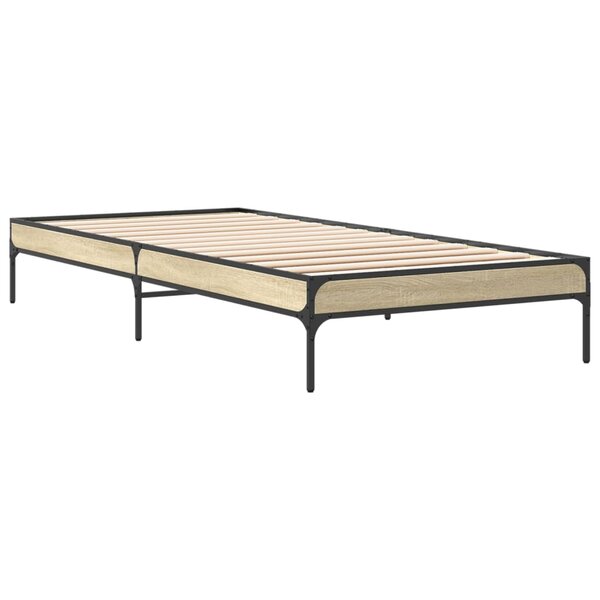 vidaXL Cadre de lit chêne sonoma 90x200 cm bois d'ingénierie et métal