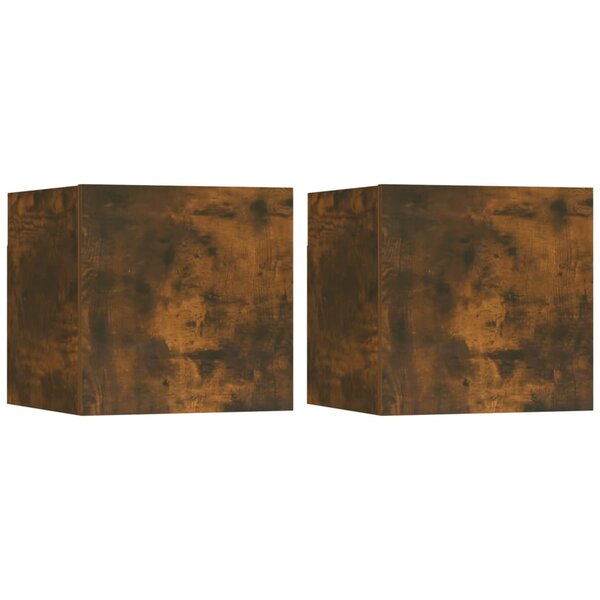 vidaXL Meubles TV muraux 2 Pièces Chêne fumé 30 5x30x30 cm