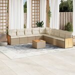 vidaXL Salon de jardin avec coussins 10 Pièces beige résine tressée