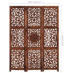 vidaXL Cloison de séparation 3 panneaux Marron 120x165cm Bois manguier