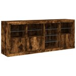 vidaXL Buffet avec lumières LED chêne fumé 164x37x67 cm