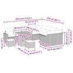 Ensemble de Canapés de Jardin de 12 Pièces avec Coussins Gris Poly Rattan Acacia