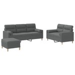vidaXL Ensemble de canapés 3 Pièces coussins gris foncé tissu