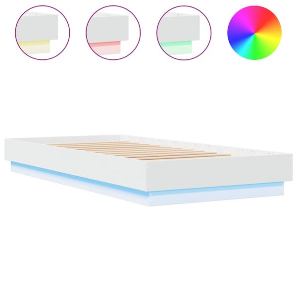 vidaXL Cadre de lit avec lumières LED blanc 90x200 cm