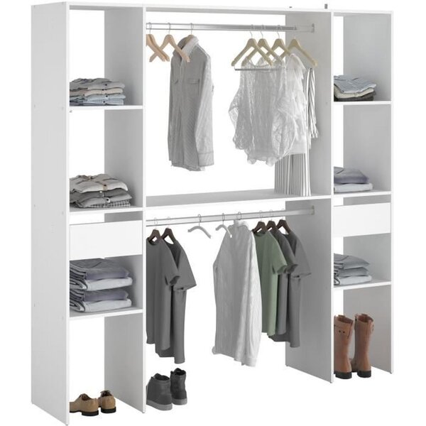 Kit dressing ARTIC EKIPA - mélaminé blanc - 2 penderies + 2 tiroirs - 176 x 40 x 180 cm