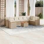 vidaXL Salon de jardin 11 Pièces avec coussins beige résine tressée