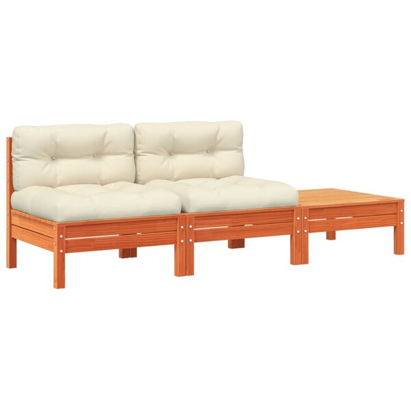 vidaXL Canapé de jardin avec coussins et repose-pied 2 places