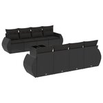 vidaXL Salon de jardin 9 Pièces avec coussins noir résine tressée