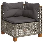 vidaXL Salon de jardin 9 Pièces avec coussins gris résine tressée