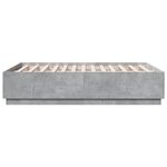 vidaXL Cadre de lit avec lumières LED gris béton 120x190 cm