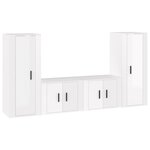 vidaXL Ensemble de meubles TV 4 Pièces Blanc brillant Bois d'ingénierie