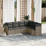 vidaXL Salon de jardin 6 Pièces avec coussins gris résine tressée